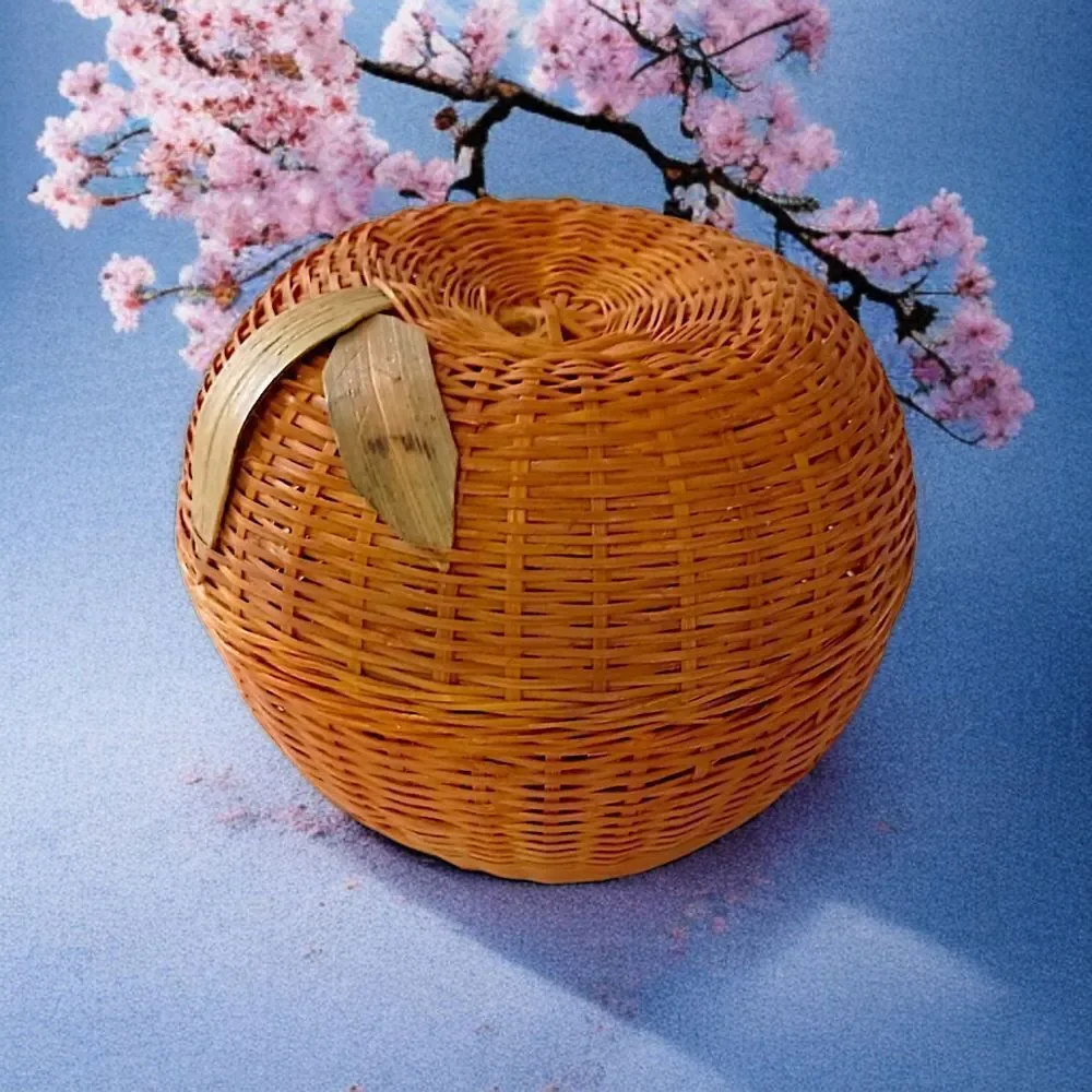 Wicker Apple Basket Trinket Box Vintage Woven Natural Fruit‎ Cottage Farmhouse